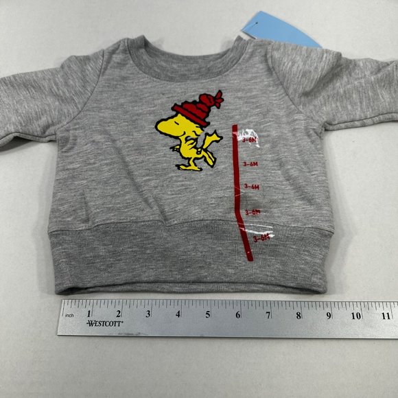 Peanuts Baby Size 3-6 Month Woodstock Long Sleeve Sweatshirt Gray New With Tags - Picture 10 of 14